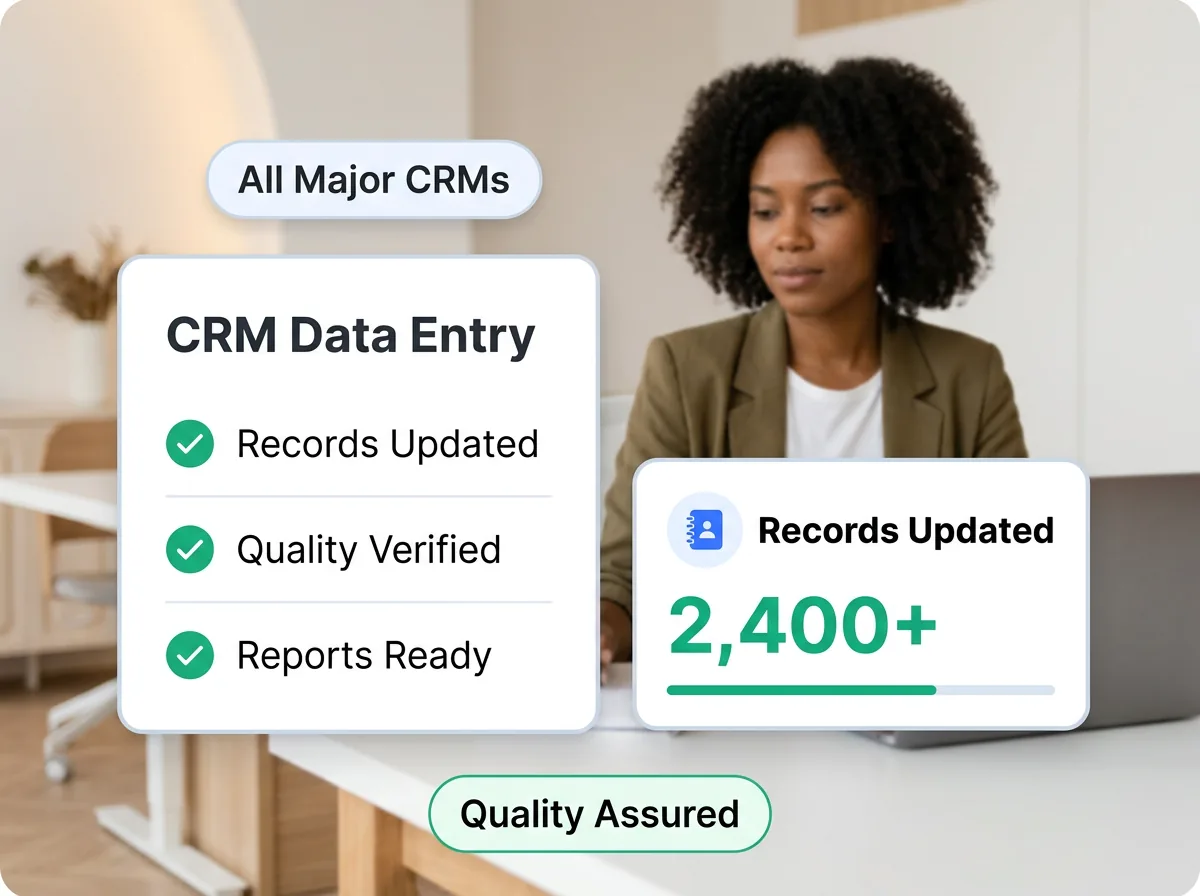 CRM dashboard showing organized contact records with complete company data, deal stages, and activity logs