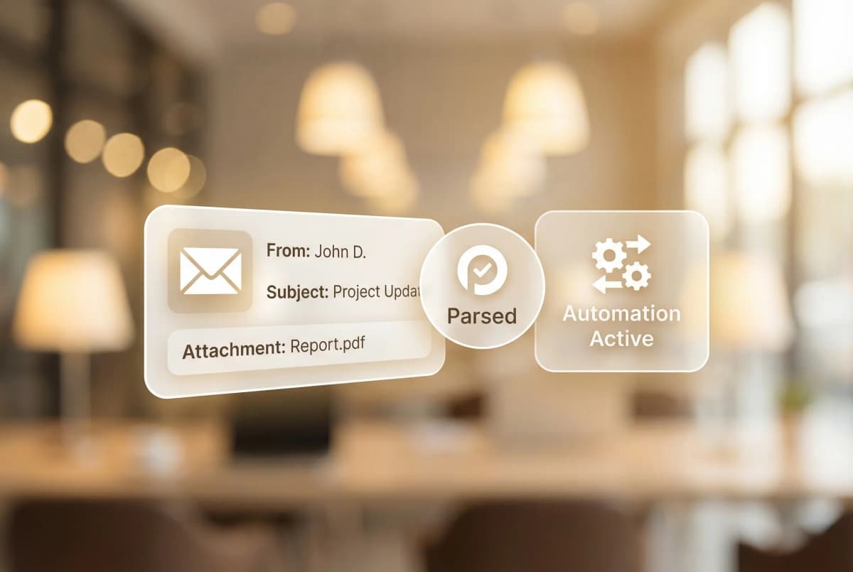 Email and image data extraction showing unstructured content being parsed into organized database records