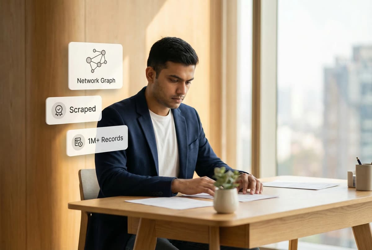 Web scraping interface showing data being extracted from multiple websites and structured into clean database records