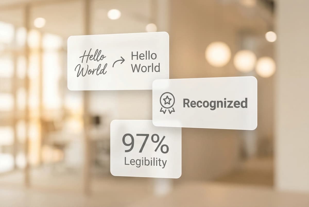 Handwriting recognition process showing handwritten forms being captured with ICR technology and manual verification for accuracy