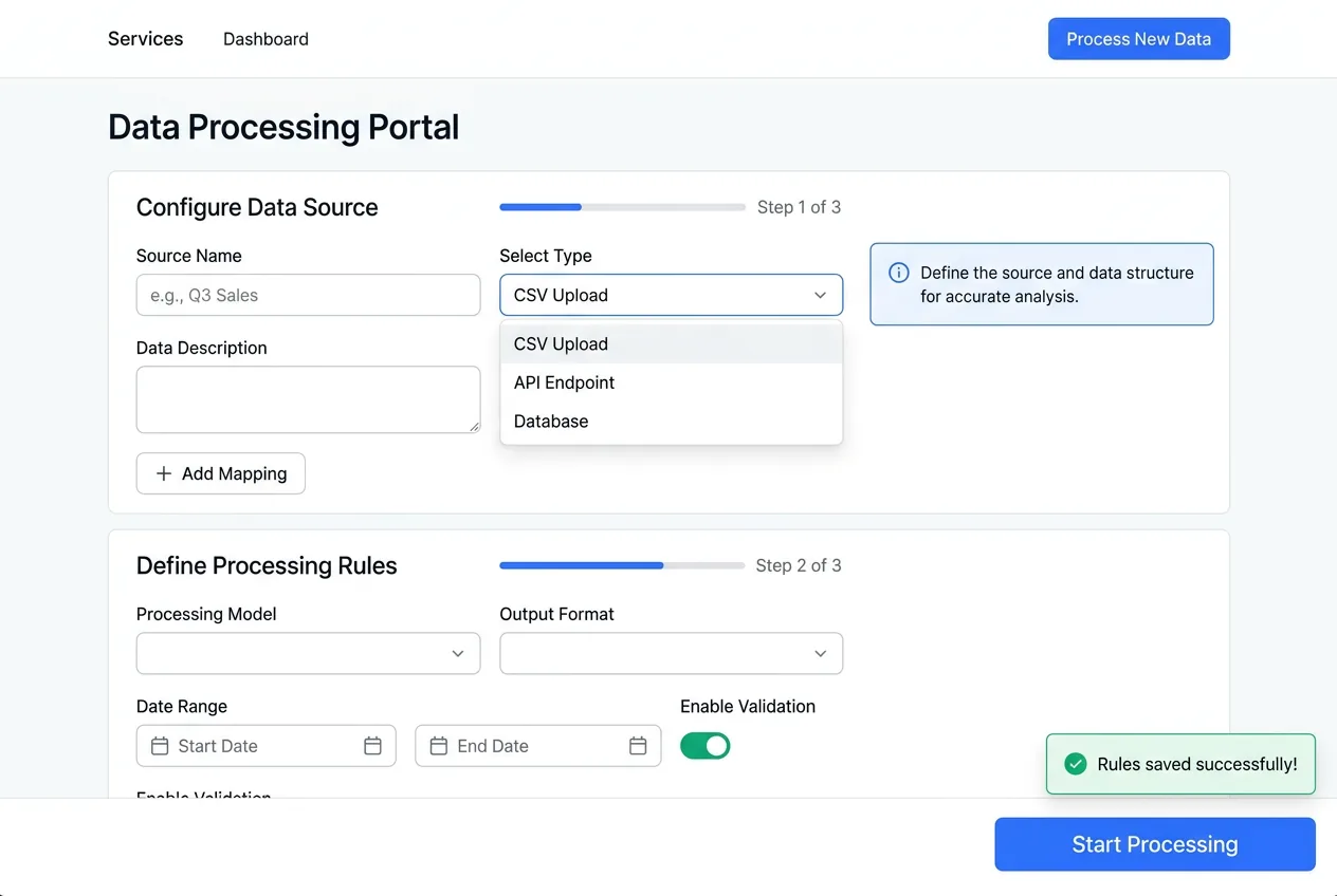 Invoice data extraction showing paper documents being processed into structured digital spreadsheet format