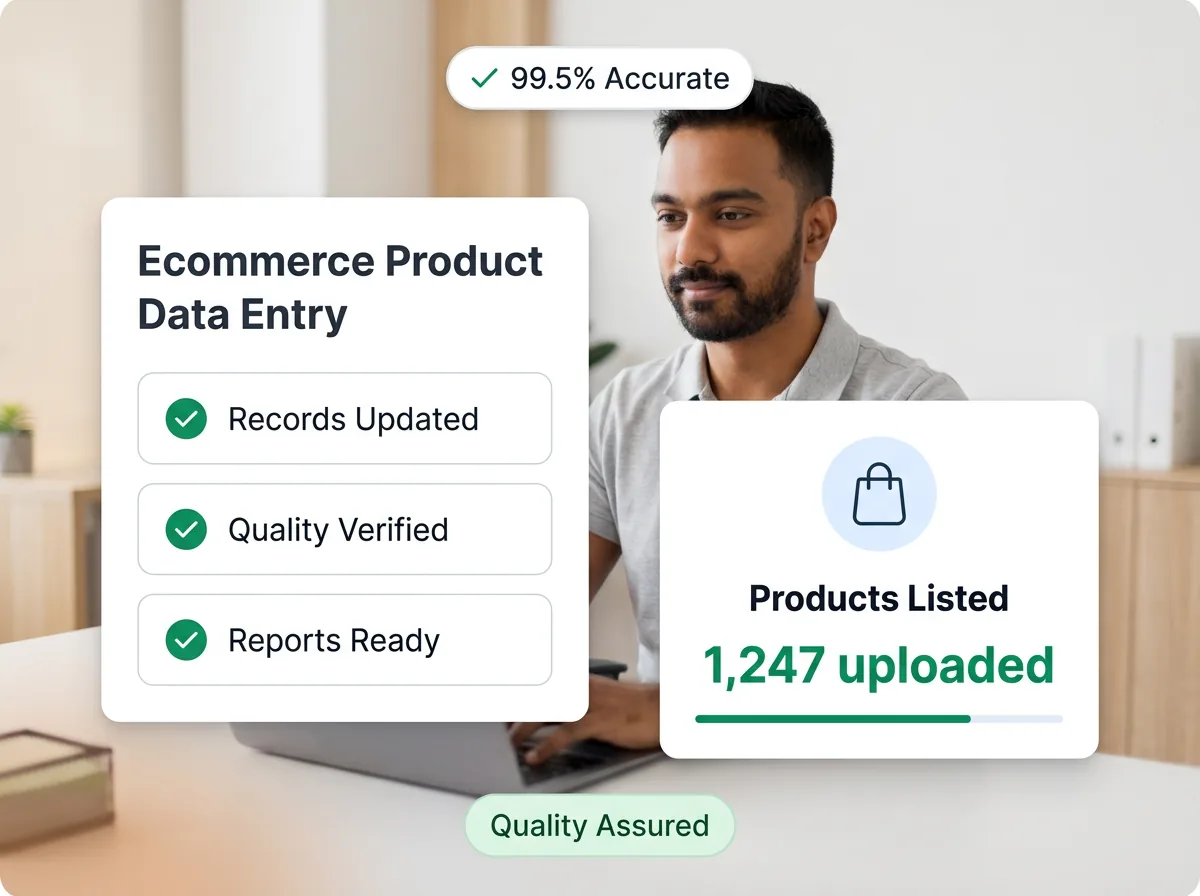 Product catalog management dashboard showing organized product listings with images, SKUs, pricing, and inventory status