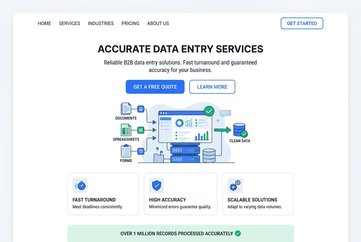 Online data entry specialist entering data into a CRM dashboard with real-time validation indicators