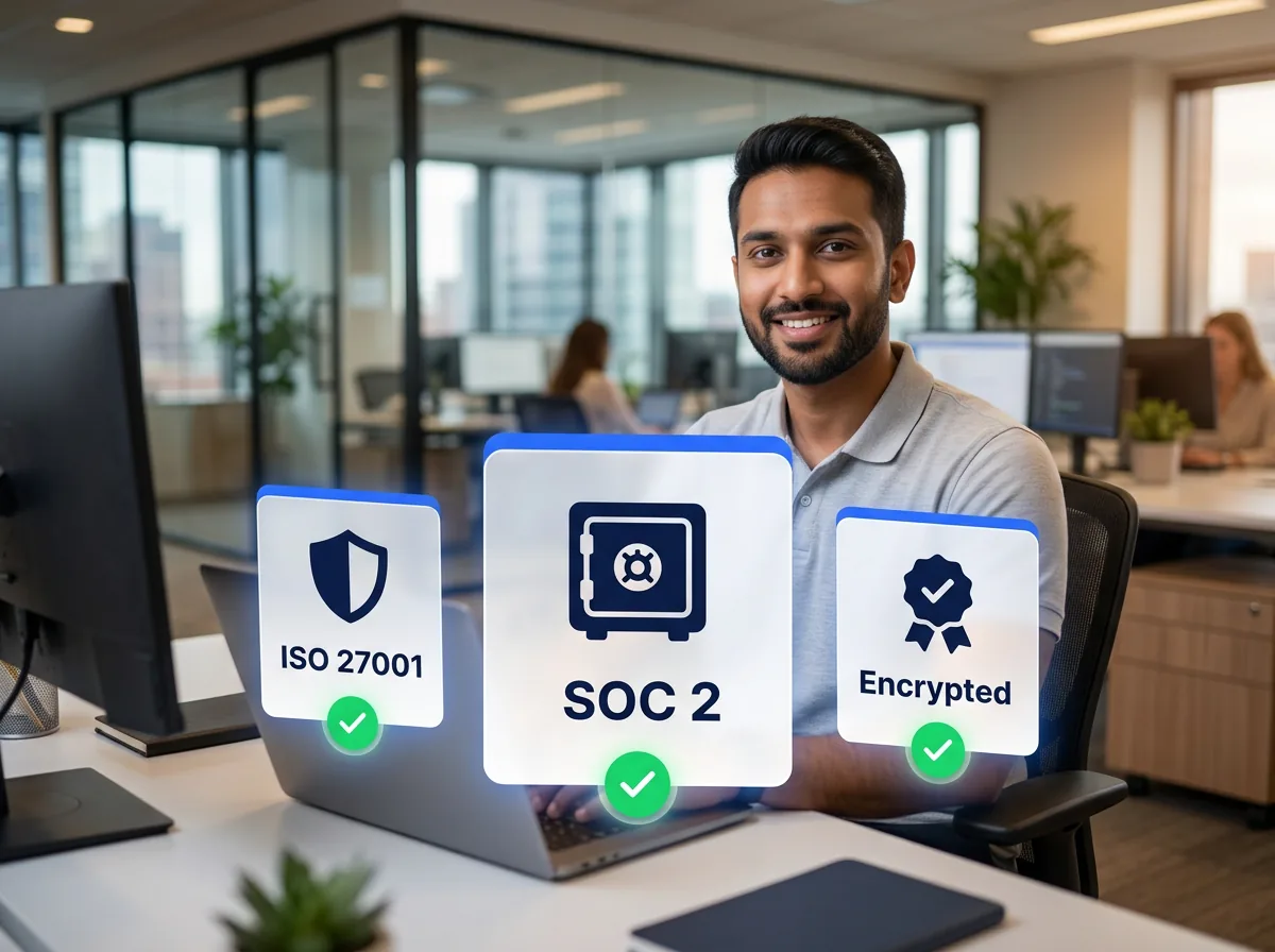 ISO 27001 certified financial data security with encrypted transfers and strict access controls