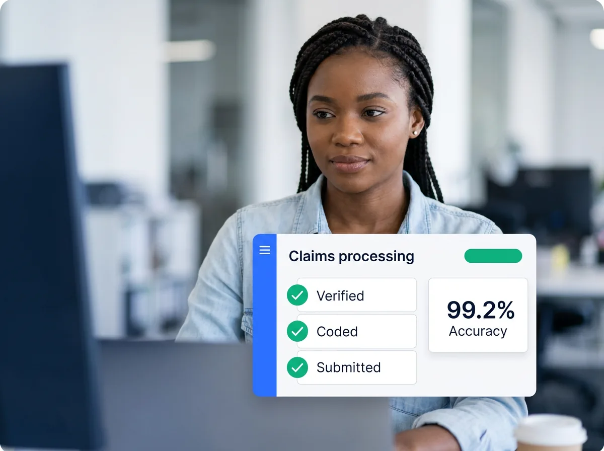 Medical claims processing with double-key verification reducing denial rates
