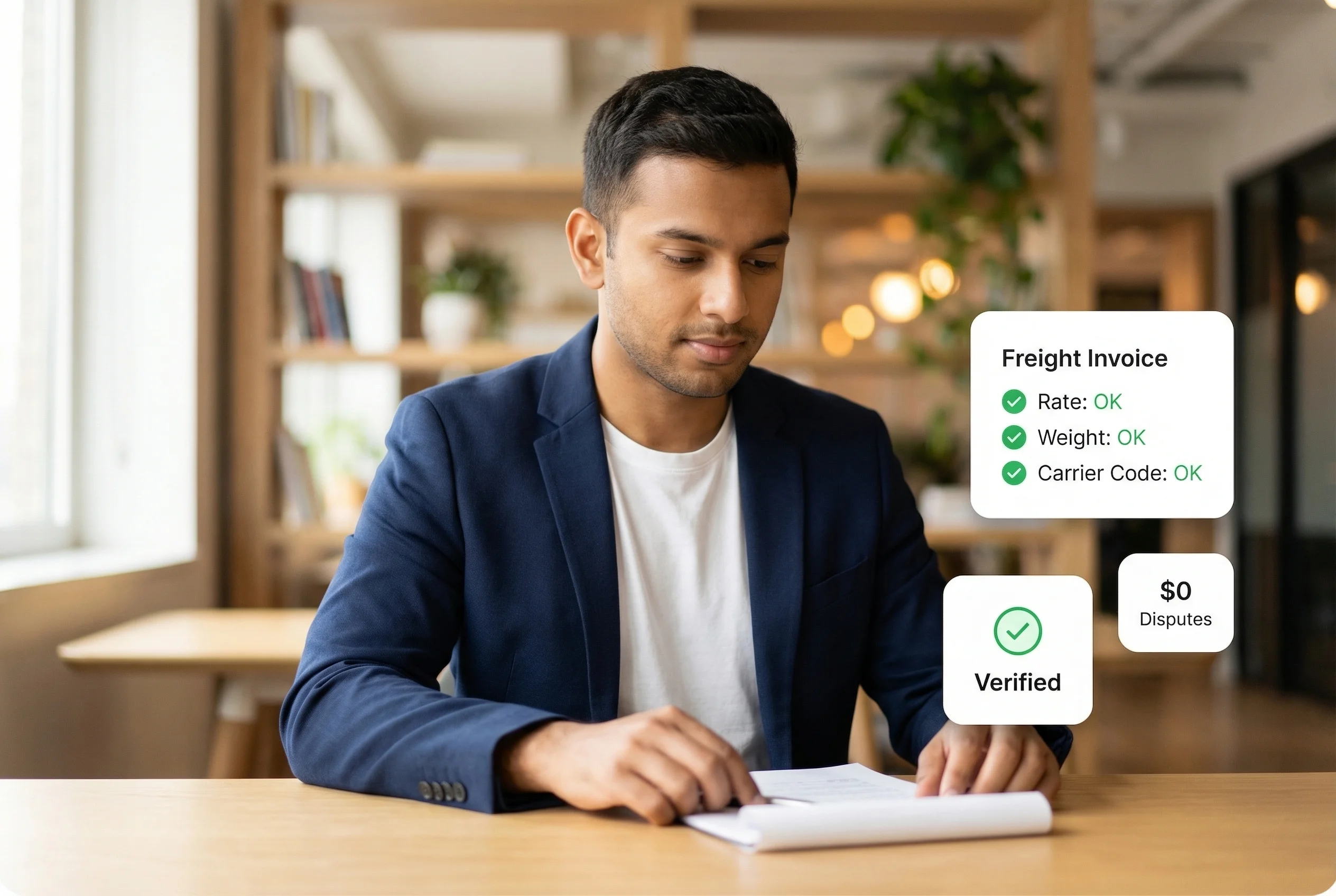 Freight bill processing with double-key verification eliminating billing errors and carrier disputes